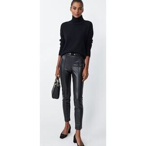 J. McLaughlin Faux Leather Pull On Ponte Pleat Front Pants Size Small NWOT